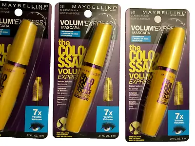 3 X Maybelline Volum Express The Colossal Waterproof Mascara Classic Black 241 • $21