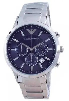 Emporio Armani Renato Classic Chronograph Blue Dial Quartz AR2448 Men's Watch • $347.81