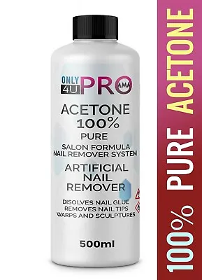 £9.49 • Buy 100% Pure Acetone Superior Quality Nail Polish Remover UV/LED GEL Soak Off 500ML