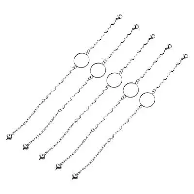 £7.15 • Buy 5Pieces Bezel Bracelet Blanks Silver Cabochon Disc Base For Jewelry Making Craft