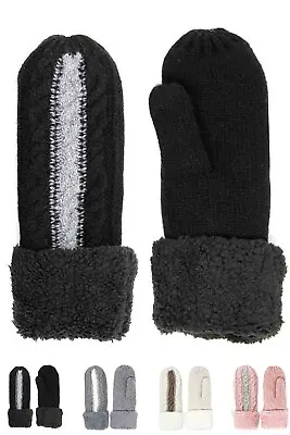 $16.99 • Buy Jinscloset Winter Warm Cozy Trendy Two Tone Cable Knit Mittens