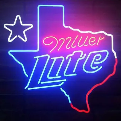 Neon Light Sign Lamp For Miller Lite Beer 17 X14  Lone Star Texas Bar Open • $120.98