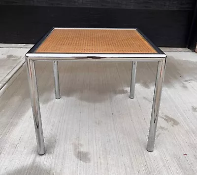 SALE! Vintage Milo Baughman For Design Institute Stainless Tubular Cane Table • $875