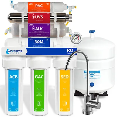 Alkaline Ultraviolet Reverse Osmosis Filtration System – RO W/ Gauge – 100 GDP • $269.99