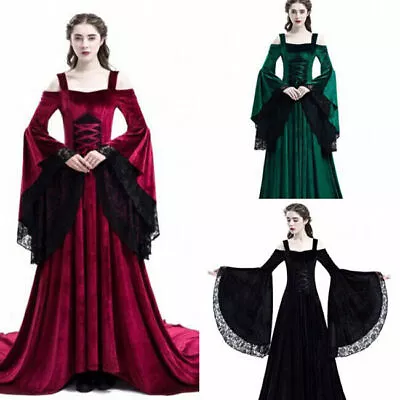 Halloween Women Medieval Victorian Vintage Lace Dress Costume Party Costume • £46.32