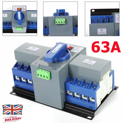 £26.89 • Buy 4P 63A Dual Power Automatic Transfer Switch Generator Changeover Circuit Breaker