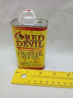 Vintage Red Devil Lighter Fluid Handy Oil Oiler Metal Can Advertising  Full  • $15