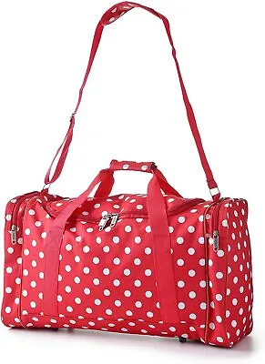 £10.99 • Buy Frenzy Travel Holiday 21  RED Polka Dot Cabin Holdall Bag 54x30x20cm - HOLD205
