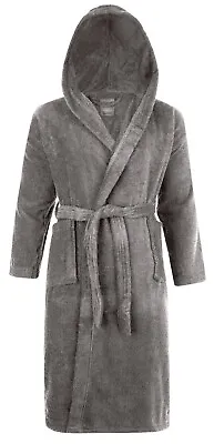 100% Cotton Terry Towelling Hooded Shawl Collar Slate Bath Robe Dressing Gown  • £22.99