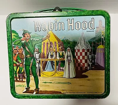 Vintage 1965 Robin Hood Metal Lunchbox & Thermos • $78