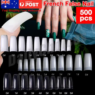 $6.80 • Buy 500Pcs Fake French Nail Tips White Clear Stiletto False Gel Pointy Art Acrylic