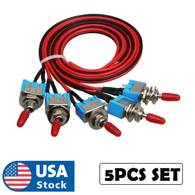 5PCS SET SPST Mini Toggle Switch Wires On/Off Metal Small Automotive Car Truck • $8.25