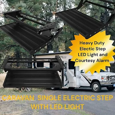 Single Electric Caravan Motorhome  Step Black  Led Light Rv Parts Accessories • $320