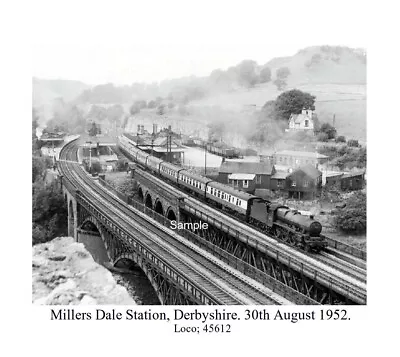 MILLERS DALE RAILWAY STATION DERBYSHIRE. 1952 Loco; 45612 PHOTO 11 X 8 • £6.90