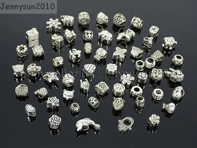 Tibetan Silver Big Hole Connector Metal Spacer European Charm Beads Findings #2 • $9.45