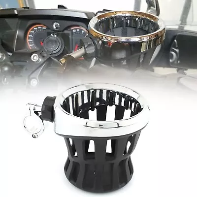 Universal Motorcycle Handlebar Cup Holder Drink W/Mesh Basket Mount For Harley • $22.44