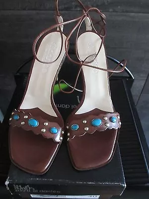 £18.78 • Buy El Dantes Dark Brown Color Leather High Heels Sandals Size 40 Made In Spain
