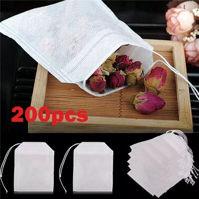 200pcs Cotton Muslin Drawstring Bags Bath Herbs Empty Tea Filter Making Spice • £3.32