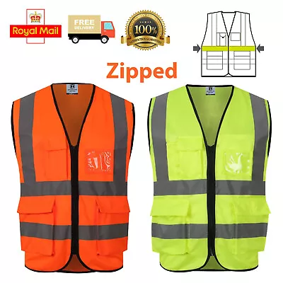 £7.85 • Buy HI VIS Vest Yellow Orange High Viz Visibility Waistcoat Safety Work Reflective