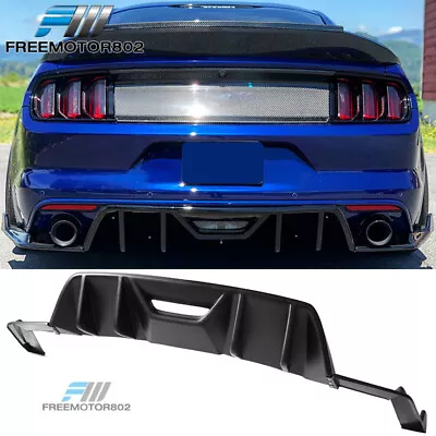 Fits 15-17 Ford Mustang Rear Diffuser 4 Fins HN Style PP - Unpainted Black • $159.99