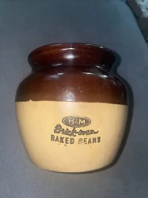 Vintage B&M Brick Oven Baked Beans Stoneware Pot Burnham & Morrill • $18.99