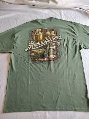 Moonshiners Graphic Tee Mens Extra Large  Short Sleeve Cotton Green Gildan • $7.49