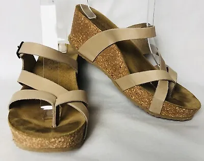 A Giannetti Women’s Wedge Sandals Sz 7 Italy Made Buck Leather Comfort Strappy • $26.90