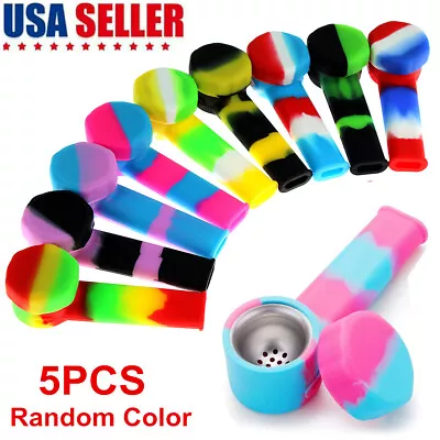 5PCS 3.4'' Mini Silicone Smoking Hand Pipe With Metal Bowl & Cap Lid Pocket Pipe • $12.52