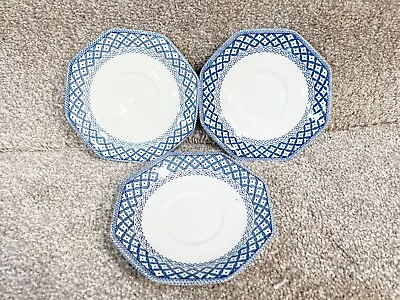 Vintage Set Of Three Willow Pattern Saucers J&g Meakin Ironstone • £24.99