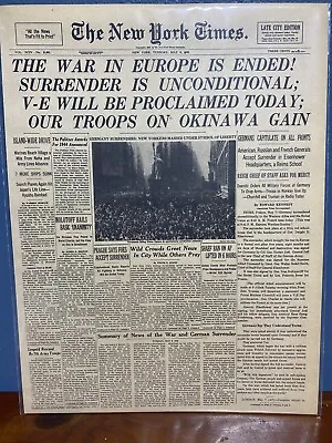 Vintage Newspaper Headline~war In Europe Over V-e Day Wwii 1945 German Surrender • $14.49