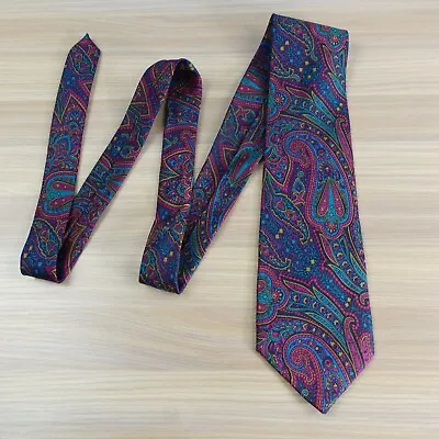 Neck Tie Mens Pink Paisley Silk Western Hippie Necktie Colorful GARRISON USA • $17.88