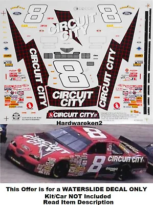 Nascar Decal # 8 Circuit City 1997 Ford Thunderbird Hut Stricklin Slixx 1/24 • $18