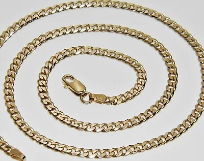 Solid 9ct Yellow Gold On Silver Curb Chain - 3.5mm - 16  18  20  22  24  26  30  • £29.95