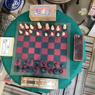 £235 • Buy Antique /Vintage  Compendium, Of 5 Quality Games  - Chess Dominoes  Cribbage Etc
