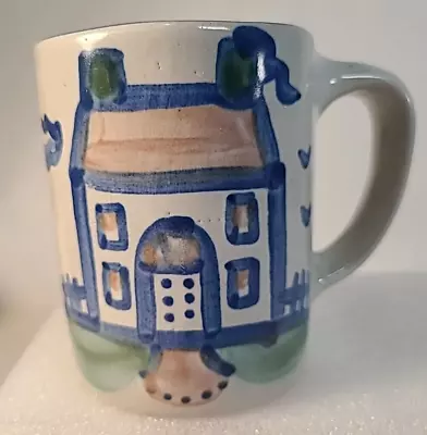 M A Hadley Pottery Mug HOUSE Signed Hand Painted The End In Bottom.  See Photos • $16