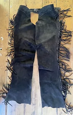 Vintage Women's Whitman Suede Leather Fringed Western CHAPS-Rear Double Buckle • $100