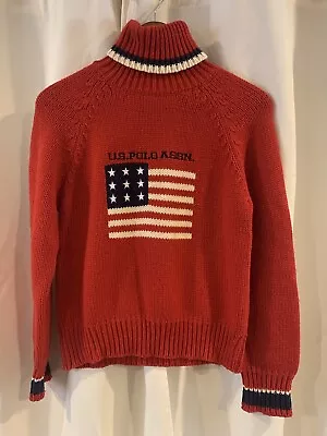 U.S. Polo American Flag Mock Neck Turtleneck Sweater Stadium • $77.77