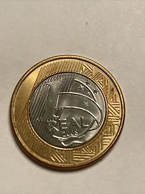 2008 1 Brazilian Real Coin - Circulated - BiMetallic - Brasil • $2