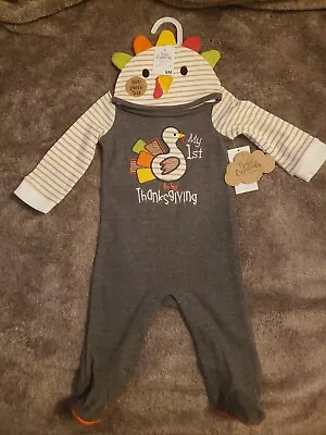 Baby Essentials My First Thanksgiving 2 Pc Outfit Sleeper & Hat New 3 Month  • $17.50