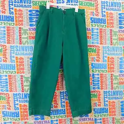 Mens Urban Outfitters Baggy Pleated Pants Size 32 Green • $25.99