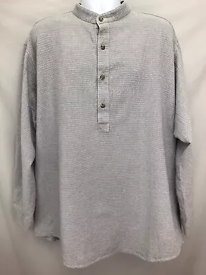 Frontier Classics XL Gray Horizontal Striped Pullover Stand Collar Shirt (stains • $28.75