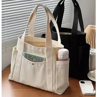 Women's Large Capacity Canvas Tote Bag Handbag Student Shoulder Shopping Bag • $19.88