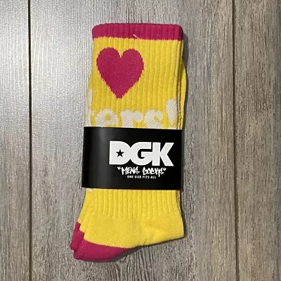 DGK I Love Haters Yellow & Pink Socks (UK 8-12) • $18.66