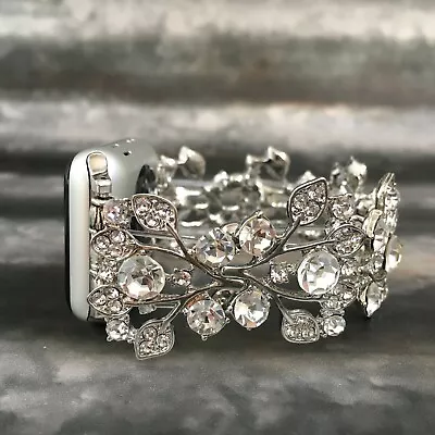 $90.56 • Buy Beaded Apple Watch Band Women IWatch Jewellery Fitbit Bracelet Crystal Leaves