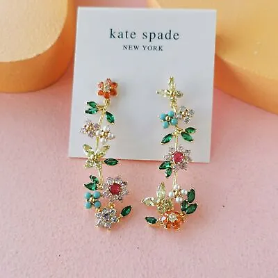 Kate Spade - New Bloom Flower Multi Color Gold Statement Earrings • $28