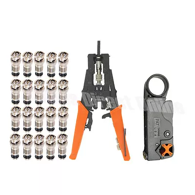 Adjustable Crimping Tool Set Kit Coaxial BNC RCA F RG59 RG6 Cable Crimper Cutter • $28.57