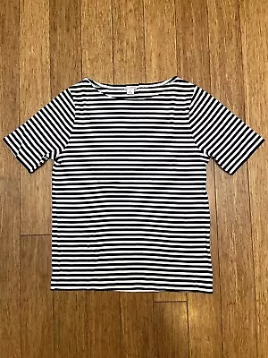 J. Crew Women’s Black And White Striped Tee Boatneck Short Sleeve Shirt XL • $12