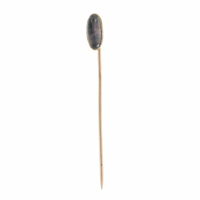 Glass Vintage Stickpin - 14k Yellow Gold Elongated Oval • $71.99