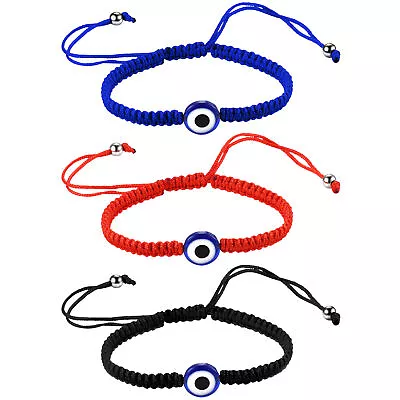 $7.59 • Buy String Evil Eye Bracelet For Women Men Charm Braided Lucky Bracelet Adjustable