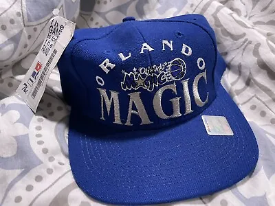 Vintage Orlando Magic The Game Big Logo SnapBack Hat Cap Wool Blend Blue NBA 90s • $95